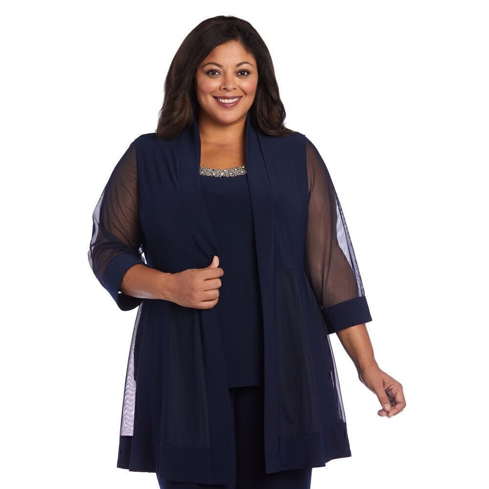R&M Richards Sheer Duster Style Cardigan Size 16W